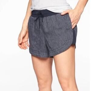 Athleta Beachside Bali Linen pull on shorts Navy 6